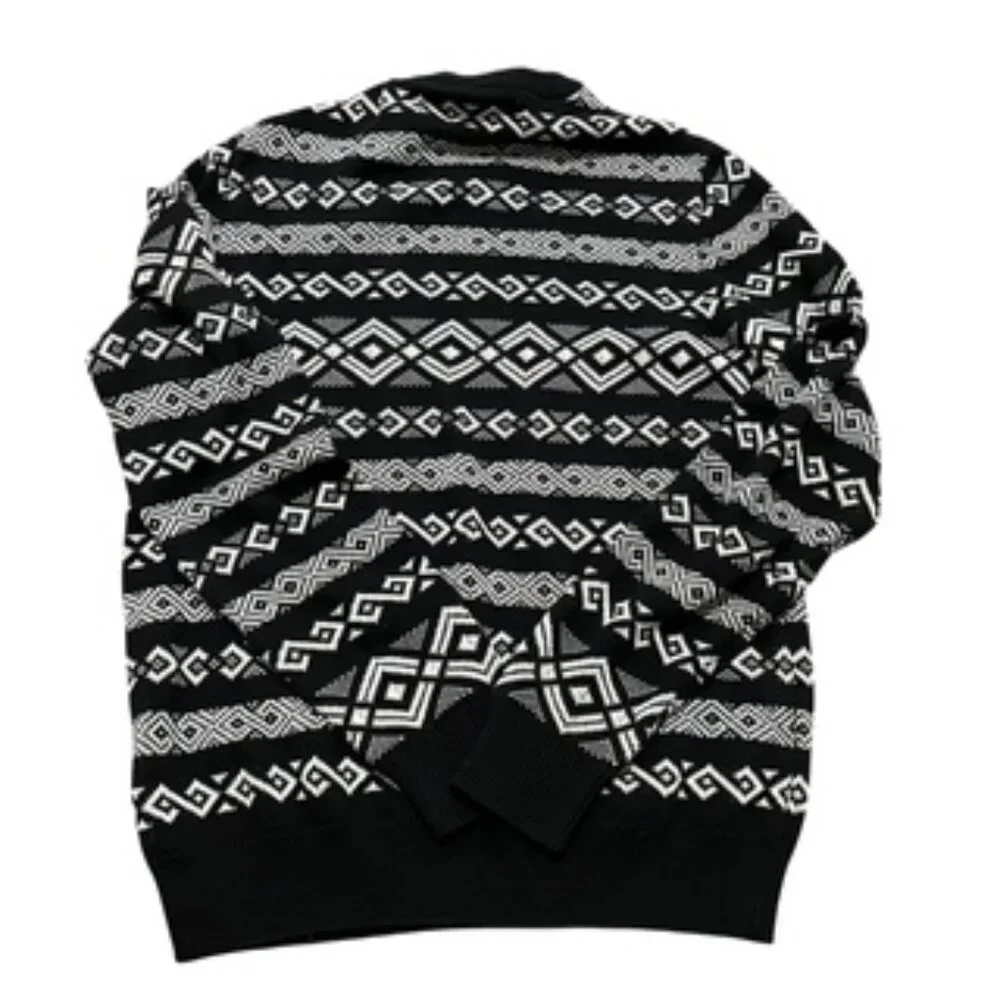 NEW‎ William Rast Sweater Men’s MEDIUM  Black & White Cotton Geometric